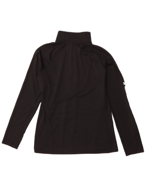 UNDER ARMOUR Top grafico da donna con zip e collo manica lunga UK 14 medio nero