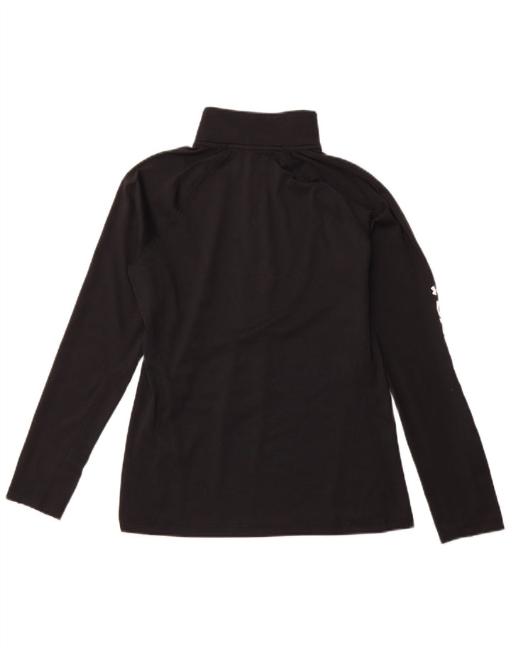 UNDER ARMOUR Top grafico da donna con zip e collo manica lunga UK 14 medio nero