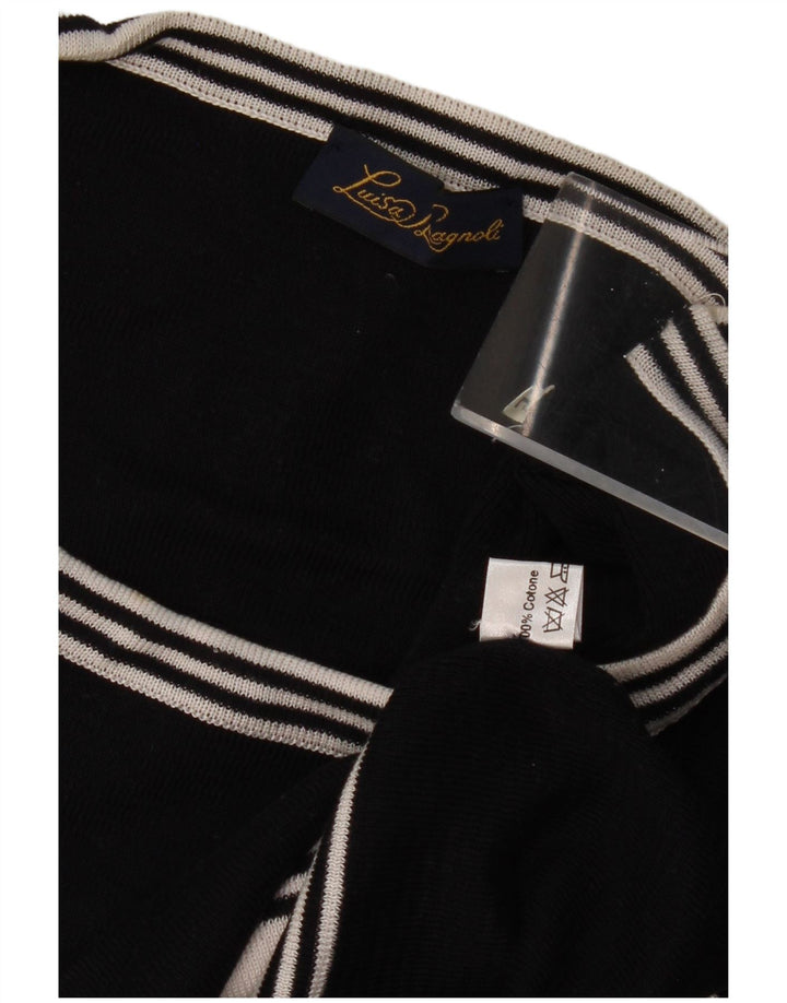 LUISA SPAGNOLI Maglione da donna con scollo a barca con grafica UK 14 Large Nero