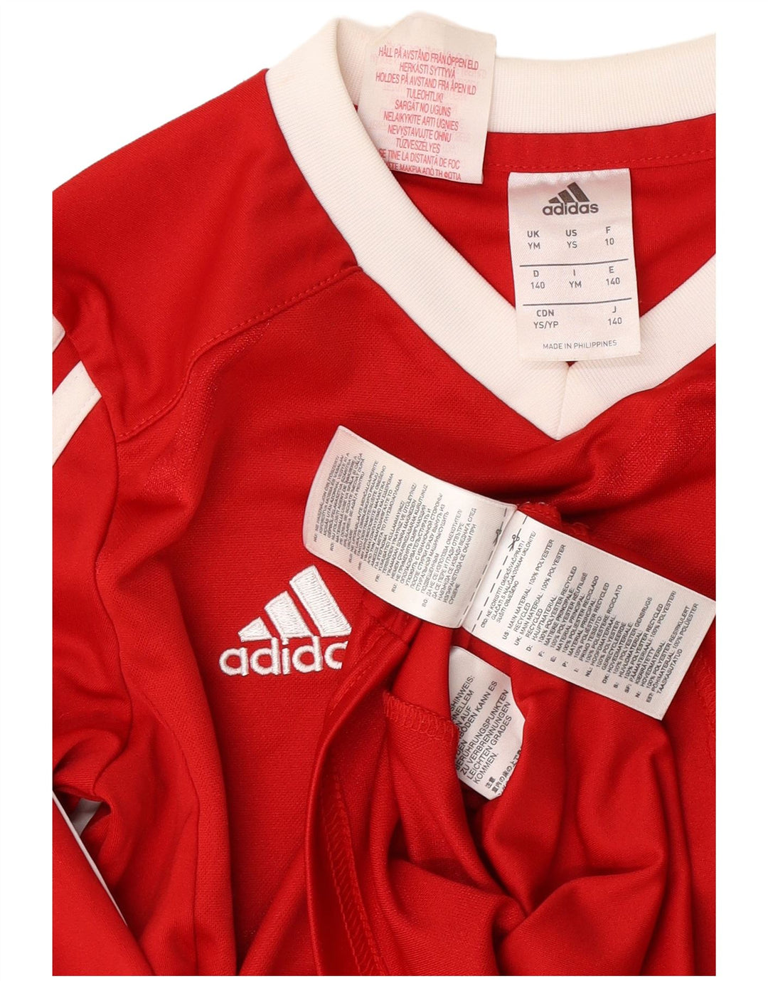 Top Adidas Climalite da ragazzo a manica lunga 9-10 anni in poliestere rosso medio