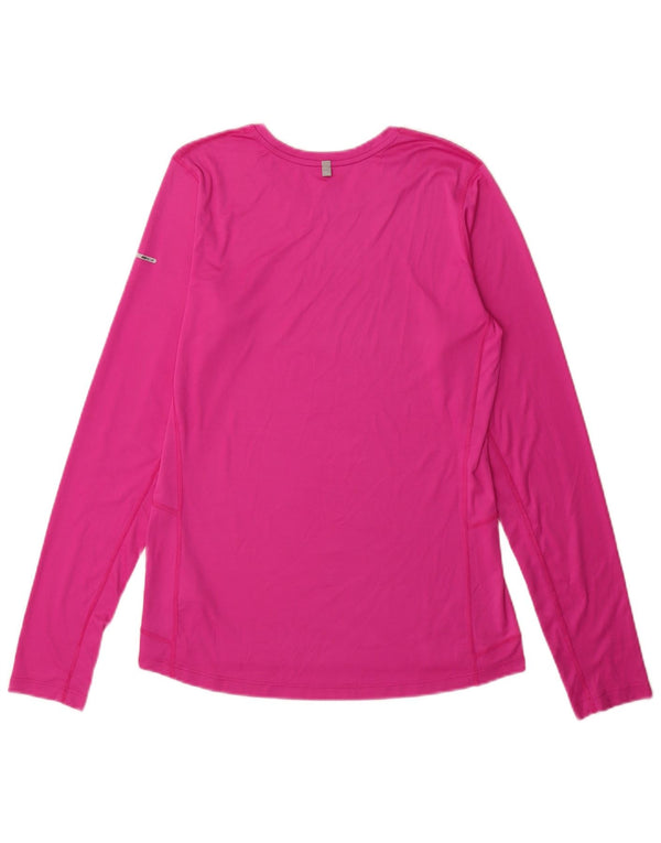 Nike Dri Fit Top a maniche lunghe da donna UK 14 poliestere rosa medio