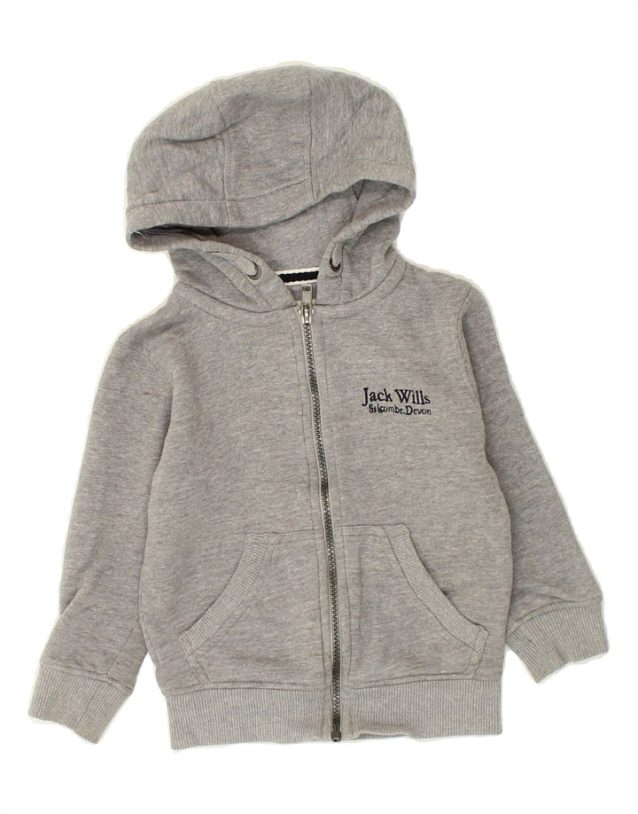 JACK WILLS Boys Zip Hoodie Sweater 3-4 Years Grey Cotton Vintage Jack Wills and Second-Hand Jack Wills from Messina Hembry 