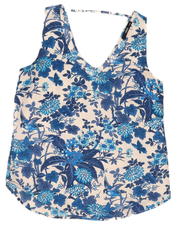 Camicetta senza maniche da donna Oasis UK 12 Poliestere floreale blu medio