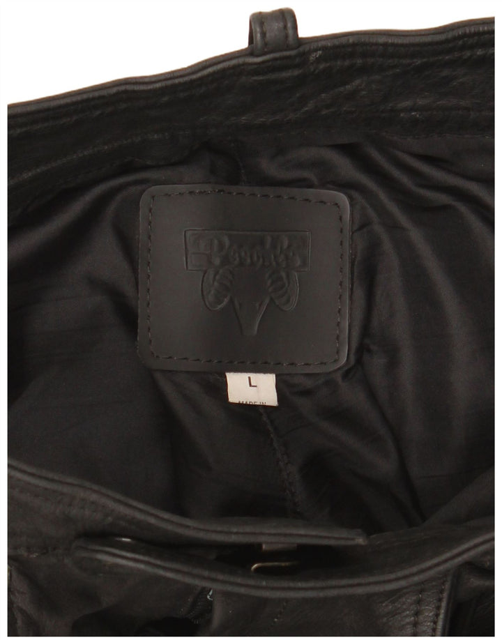 Pantaloni in pelle vintage da uomo W36 L34 neri