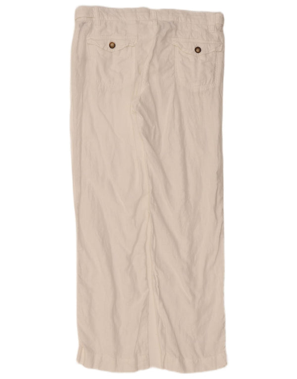 Pantaloni chino dritti da donna Fat Face UK 12 medi W34 L31 Lino bianco