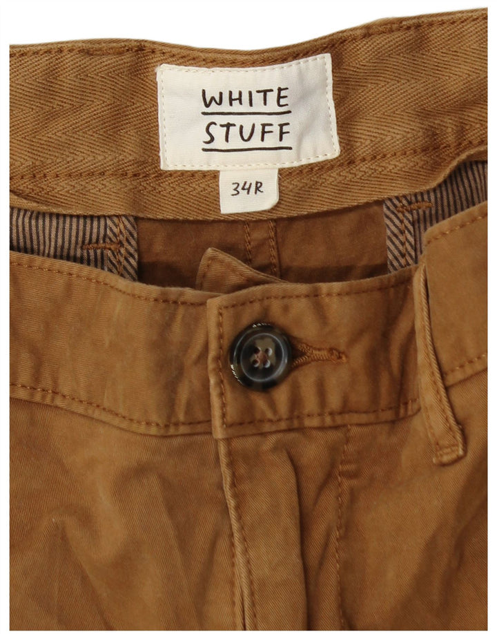 WHITE STUFF Pantaloncini chino da uomo W34 Large in cotone beige