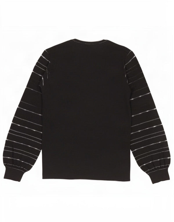 Maglione da donna con scollo a V Lucia UK 10 piccolo in lana a righe nere