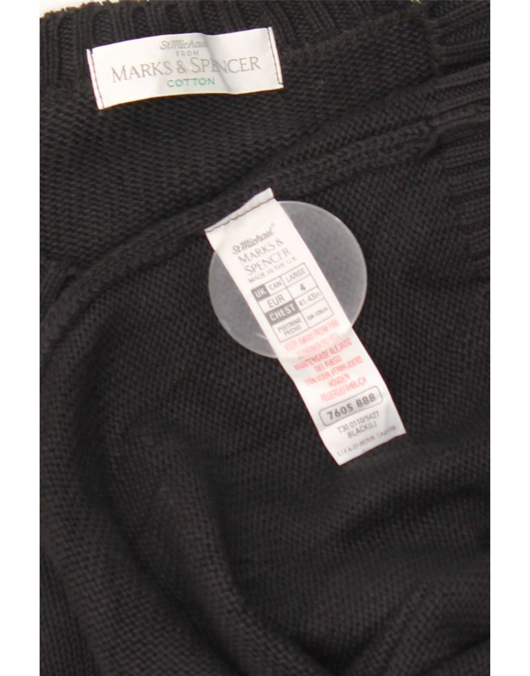 Maglione maglione girocollo da uomo Marks & Spencer grande cotone nero