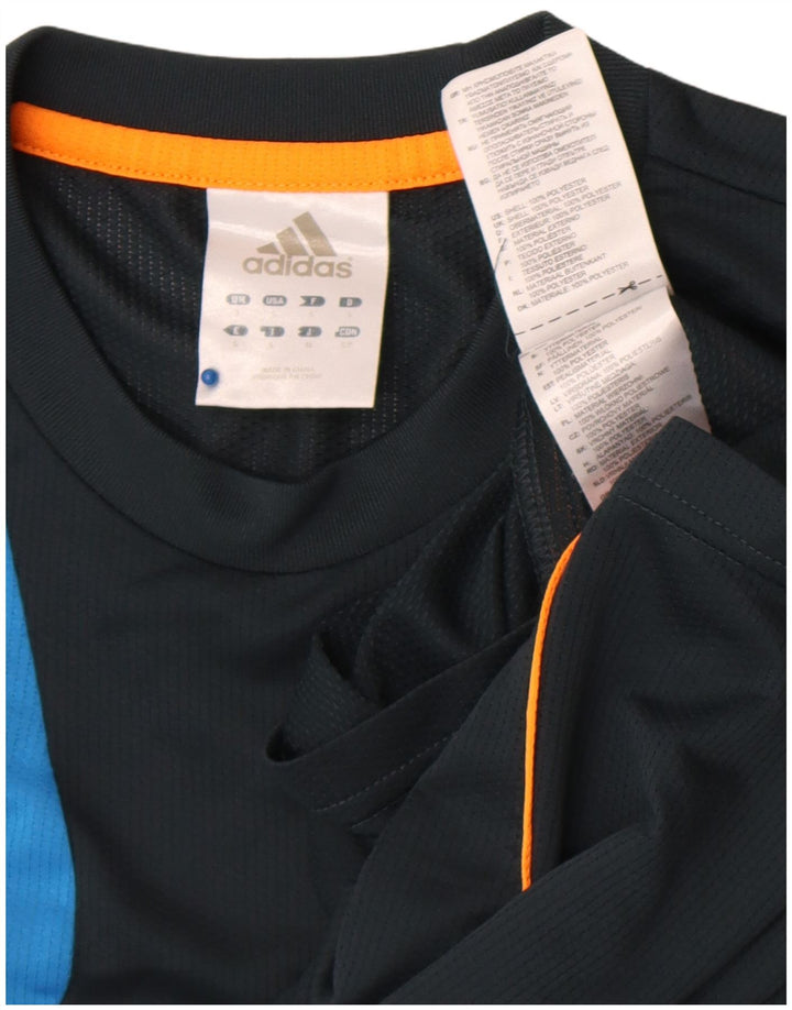 T-shirt grafica da uomo Adidas Top Small in poliestere color block blu navy