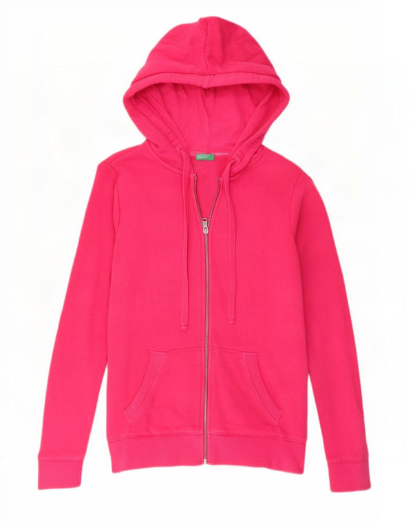 Maglione con cappuccio e zip da donna Benetton UK 6 XS cotone rosa