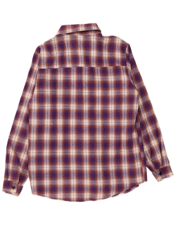 Camicia in flanella da uomo Shein in poliestere a quadri viola piccolo