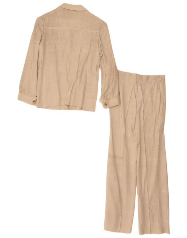 Abito vintage da donna a 4 bottoni in 2 pezzi EU 34 XS W26 L26 viscosa beige