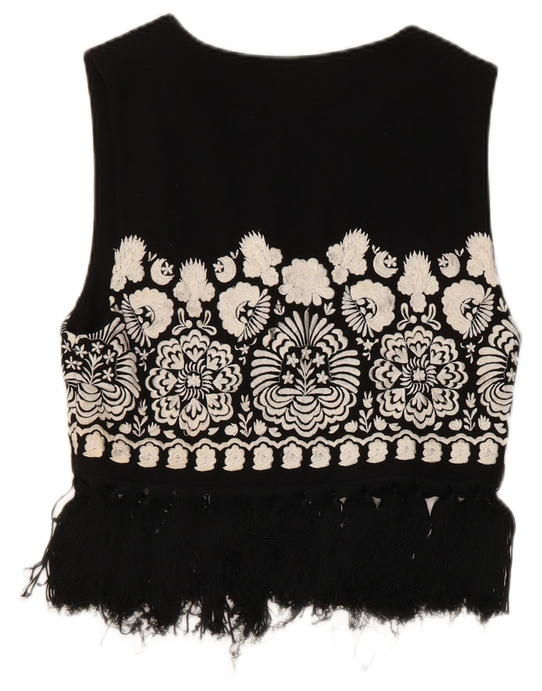 Gilet da donna vintage UK 4 piccolo lana floreale nera