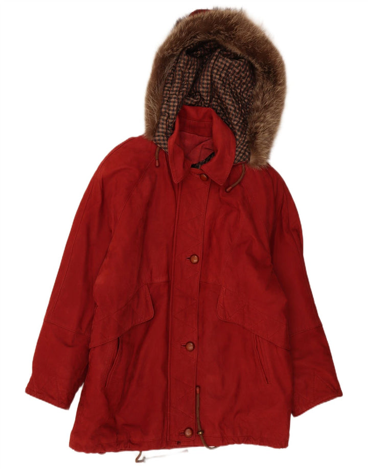 VINTAGE Womens Oversized Hooded Windbreaker Jacket IT 42 Medium Red
