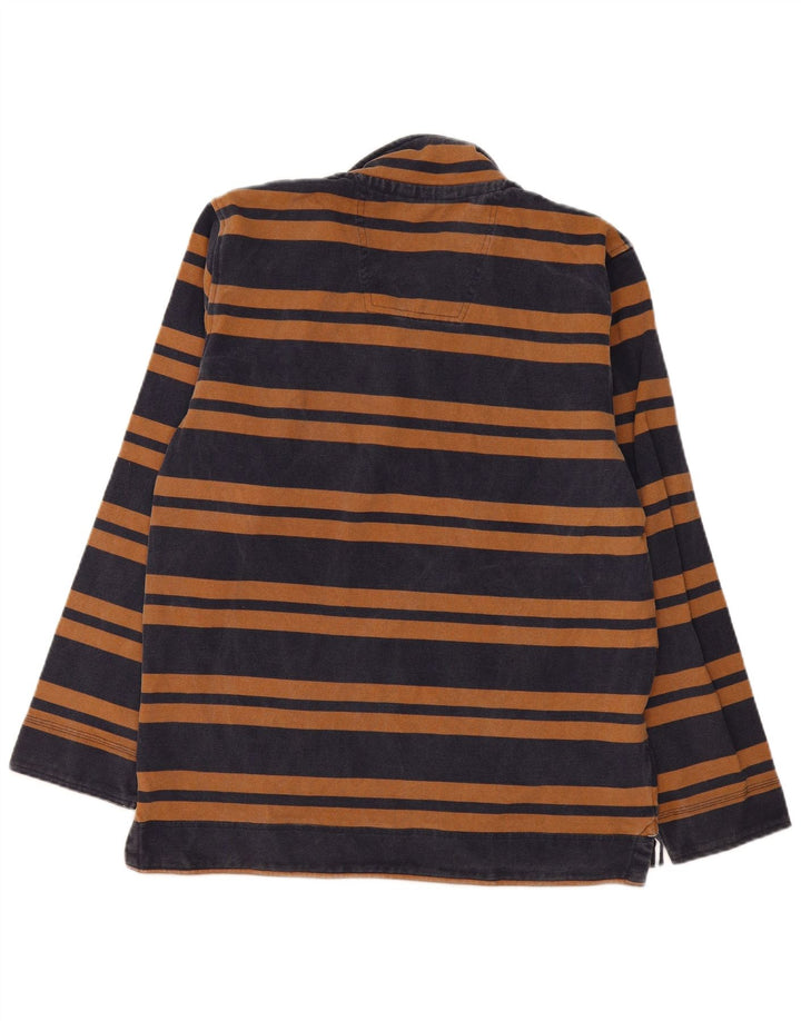 Crew Clothing Felpa da uomo con collo con zip, maglione medio a righe blu navy