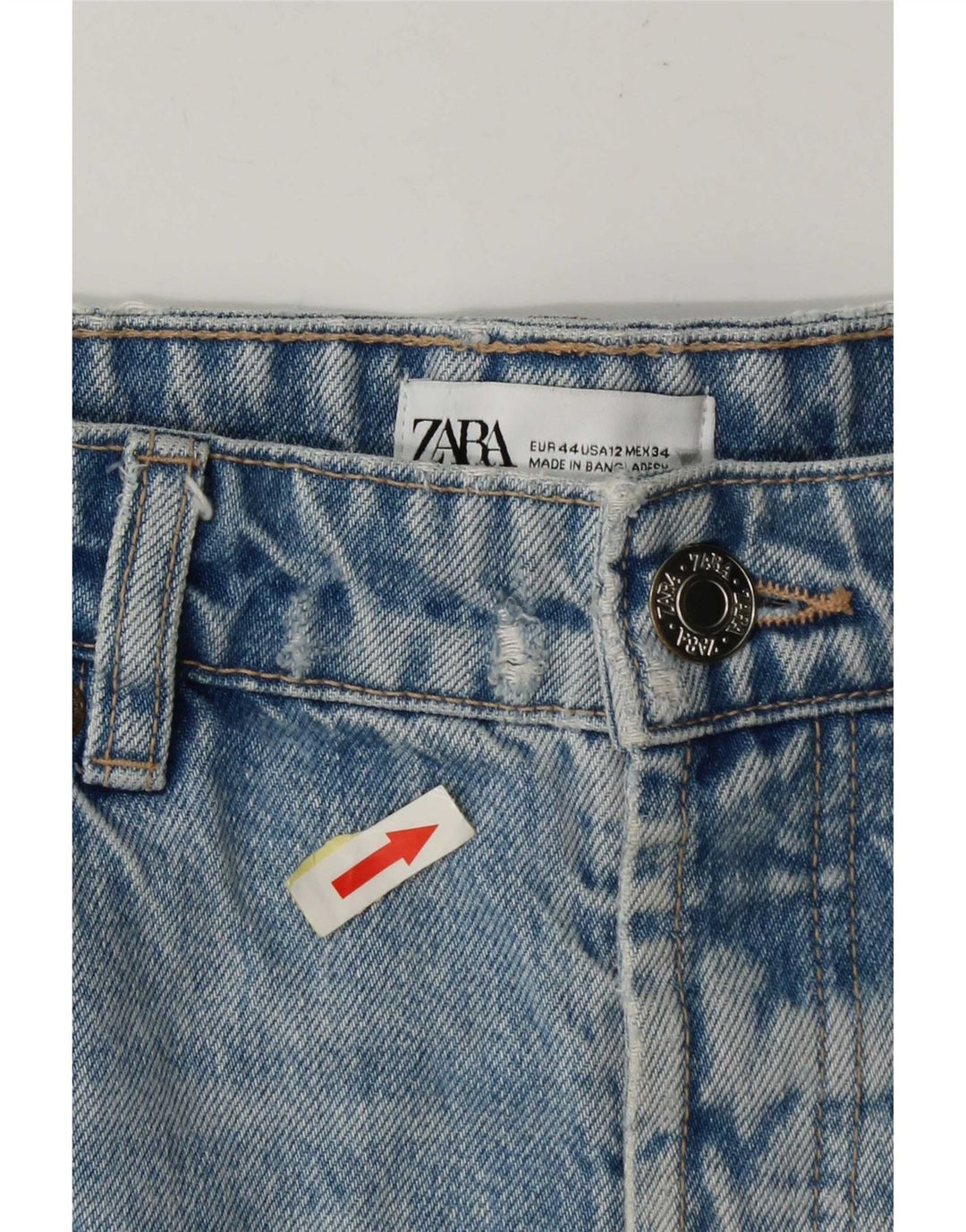 Pantaloncini in denim invecchiato Zara da donna EU 44 XL W34 Blu