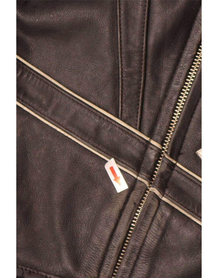 Giacca da pilota in pelle grafica da uomo Vanucci IT 58 3XL Nera
