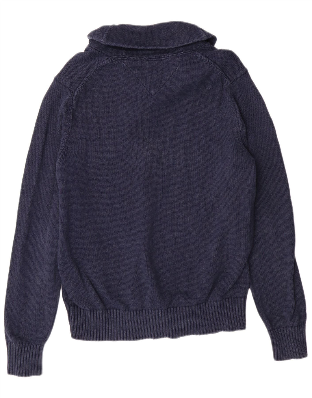 TOMMY HILFIGER Maglione da uomo con collo a scialle piccolo in cotone blu navy