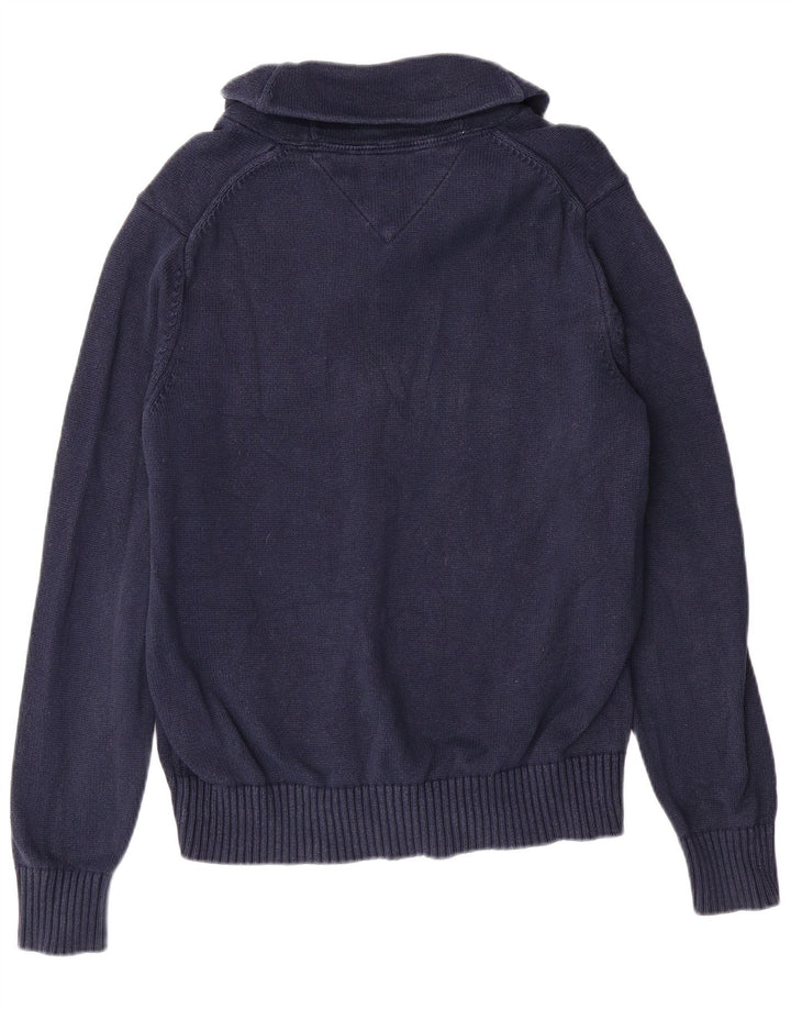 TOMMY HILFIGER Maglione da uomo con collo a scialle piccolo in cotone blu navy