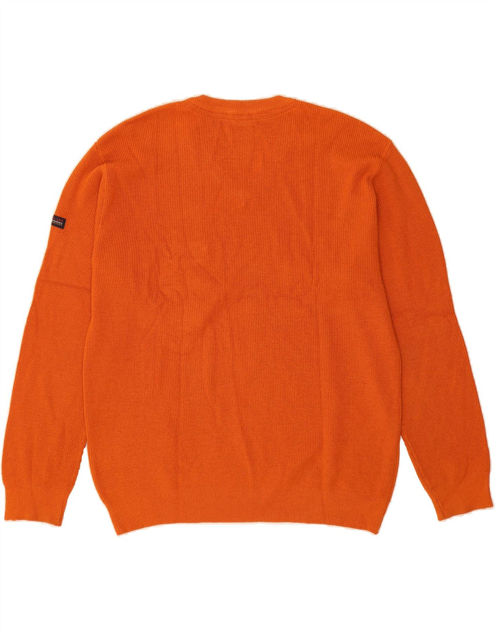 VINTAGE Mens V-Neck Jumper Sweater IT 52 Large Orange Wool Vintage Vintage and Second-Hand Vintage from Messina Hembry 