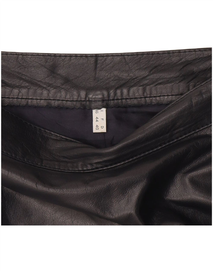 Gonna in pelle vintage da donna IT 46 grande W32 blu navy