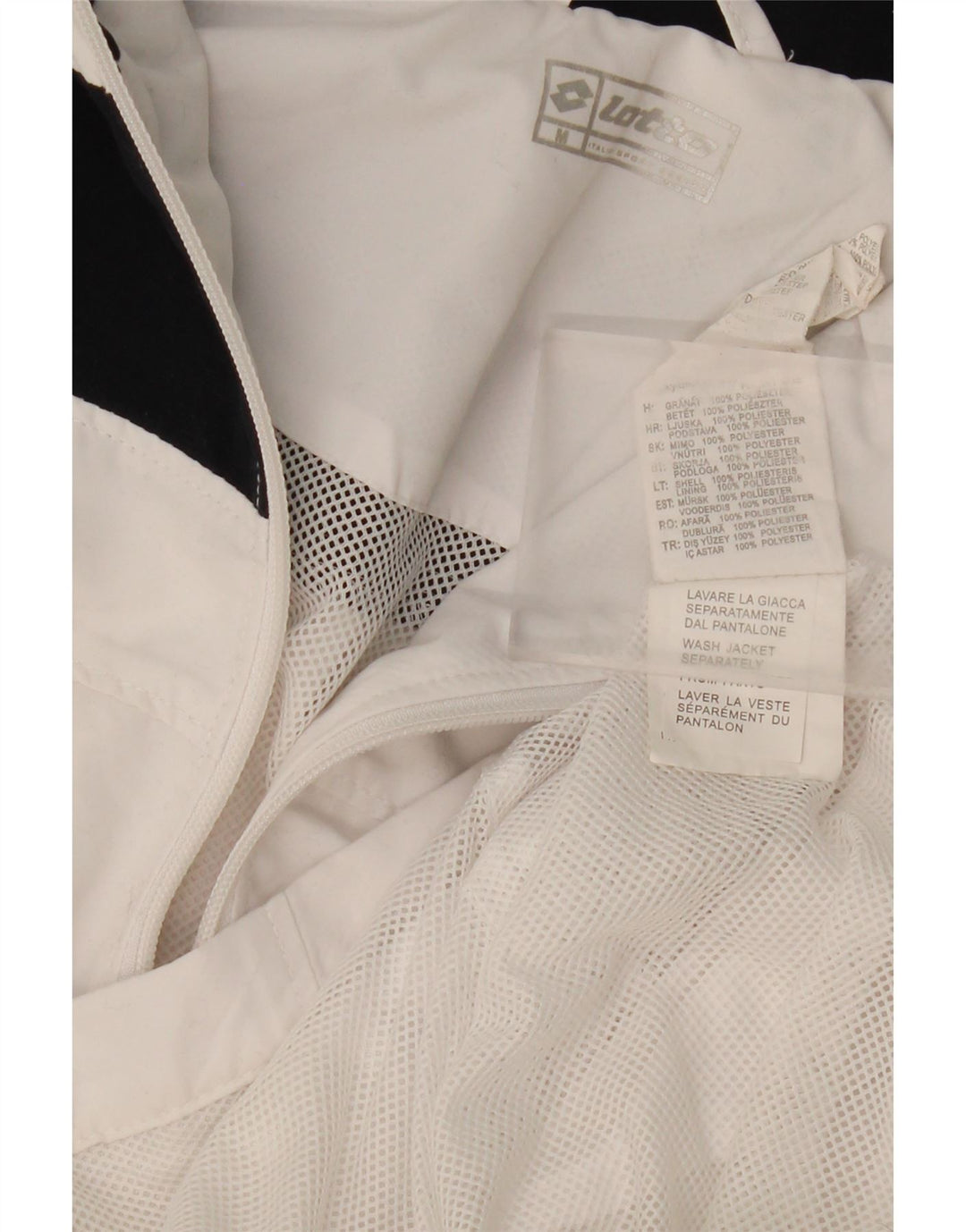LOTTO Mens Tracksuit Top Jacket Medium White Colourblock Polyester Vintage Lotto and Second-Hand Lotto from Messina Hembry 