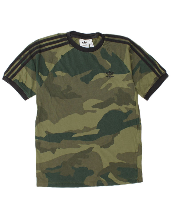 T-shirt da uomo ADIDAS Top Small in cotone mimetico kaki