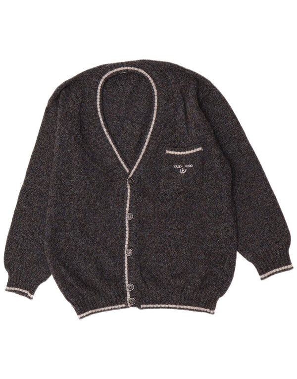 Maglione cardigan vintage da uomo IT 54 XL in lana grigia
