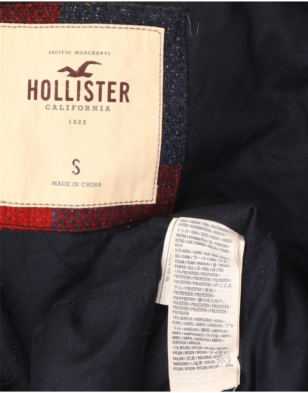 Giacca a vento con cappuccio Hollister da donna UK 10 piccolo motivo a quadri multicolore