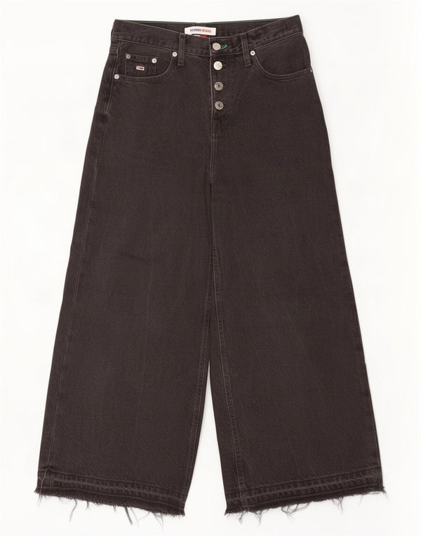Jeans a gamba larga corta da donna Tommy Hilfiger W28 L25 cotone nero