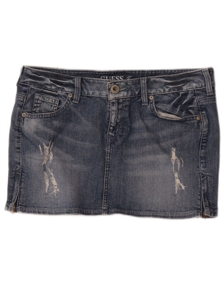 Guess Minigonna in denim invecchiato da donna W29 in cotone blu medio