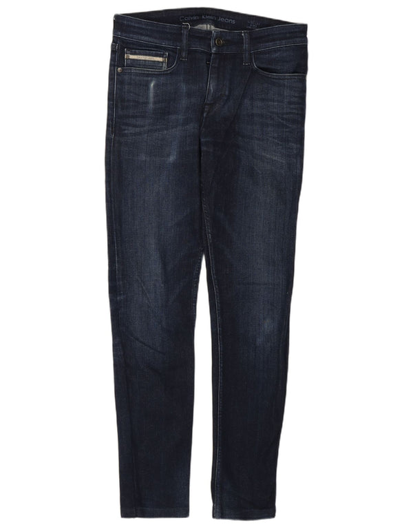 Jeans dritti slim da uomo Calvin Klein W30 L28 cotone blu navy