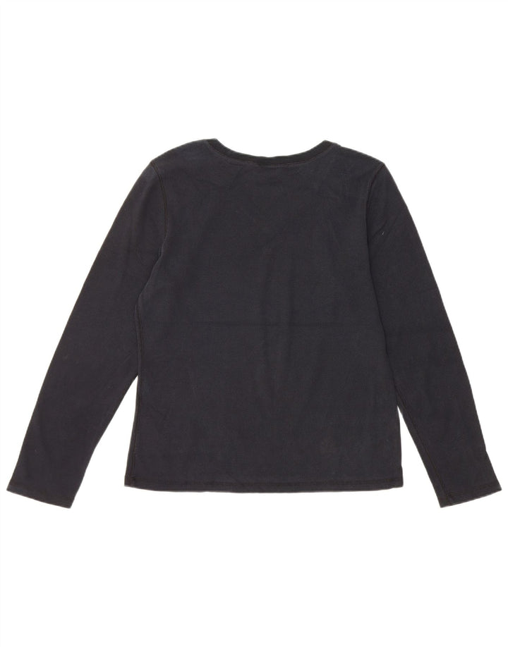 EDDIE BAUER Top da donna a maniche lunghe UK 14 medio cotone nero