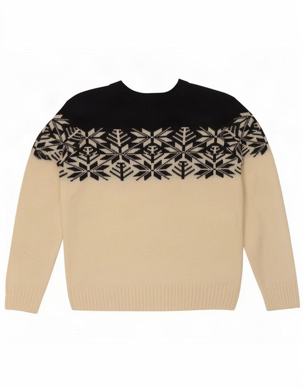 Maglione girocollo da uomo vintage in acrilico bianco medio Fair Isle