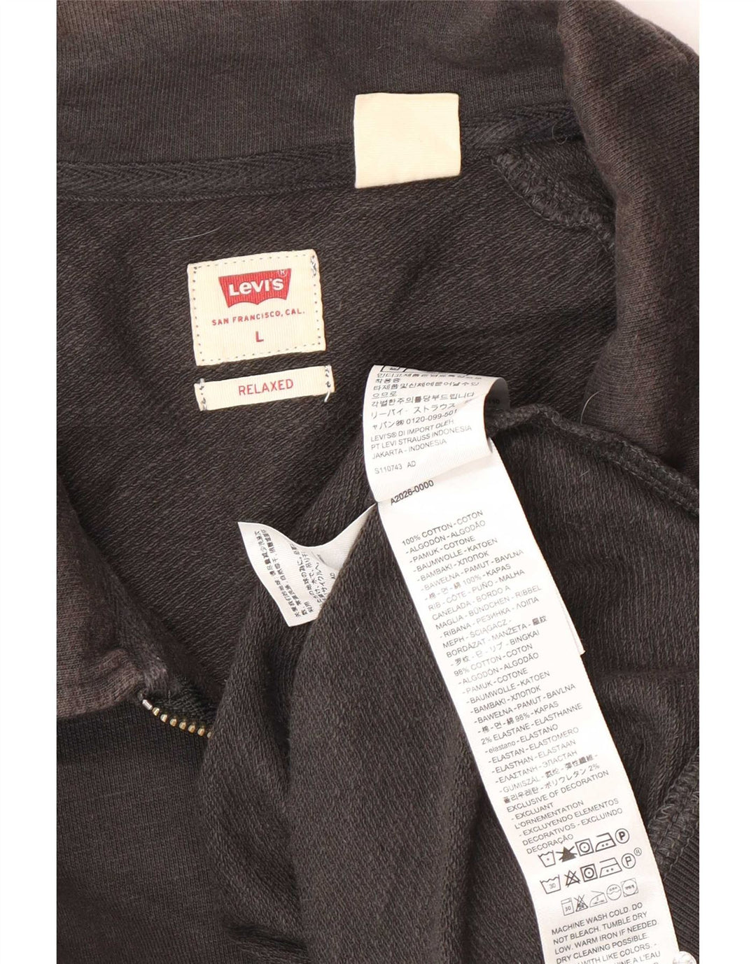 Levi's Felpa da uomo rilassata con collo a polo, maglione grande, cotone grigio