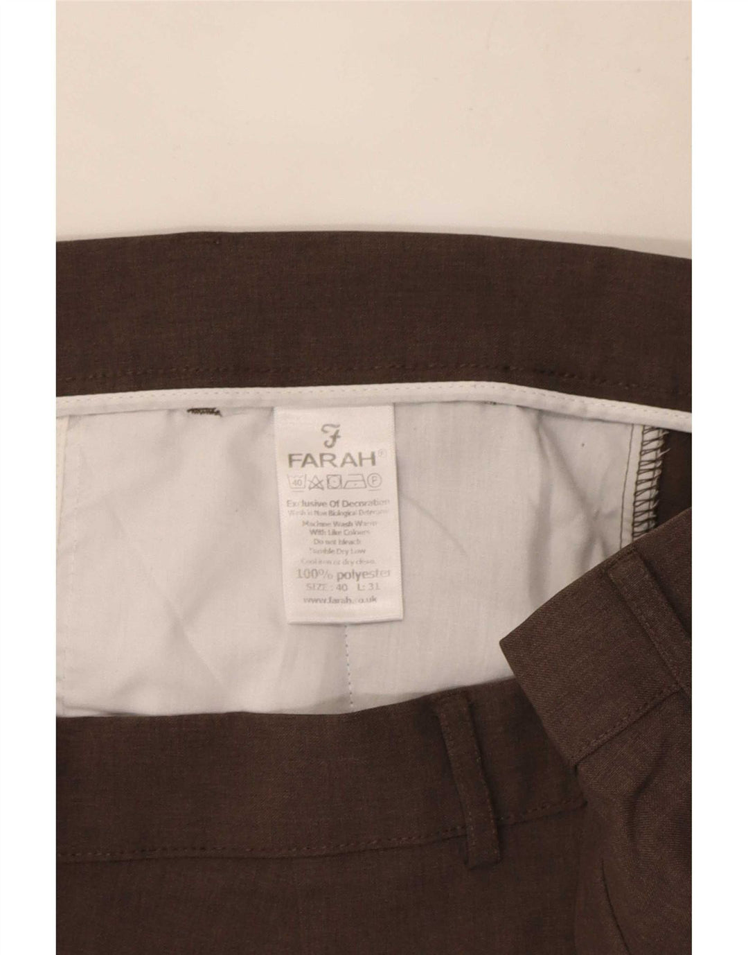 Pantaloni chino dritti da uomo Farah W40 L31 poliestere marrone