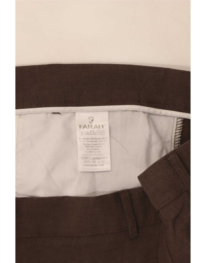 Pantaloni chino dritti da uomo Farah W40 L31 poliestere marrone
