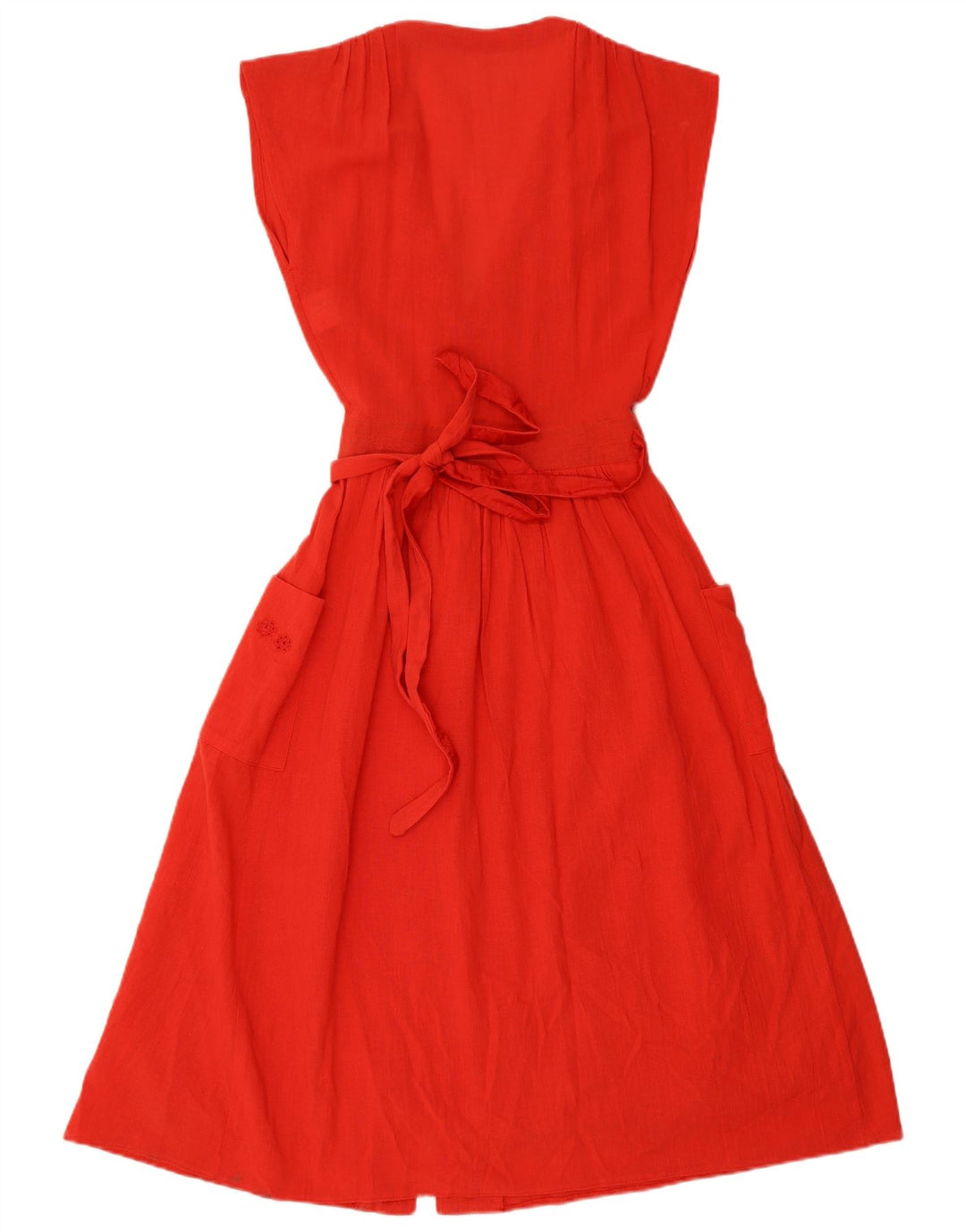 Abito a trapezio senza maniche da donna VINTAGE UK 12 rosso medio floreale