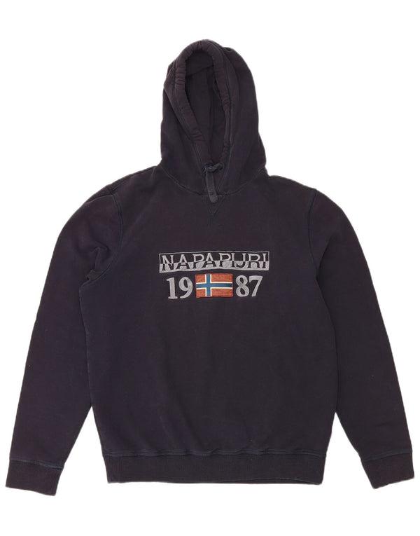 Maglione con cappuccio grafico geografico da uomo Napapijri medio blu navy