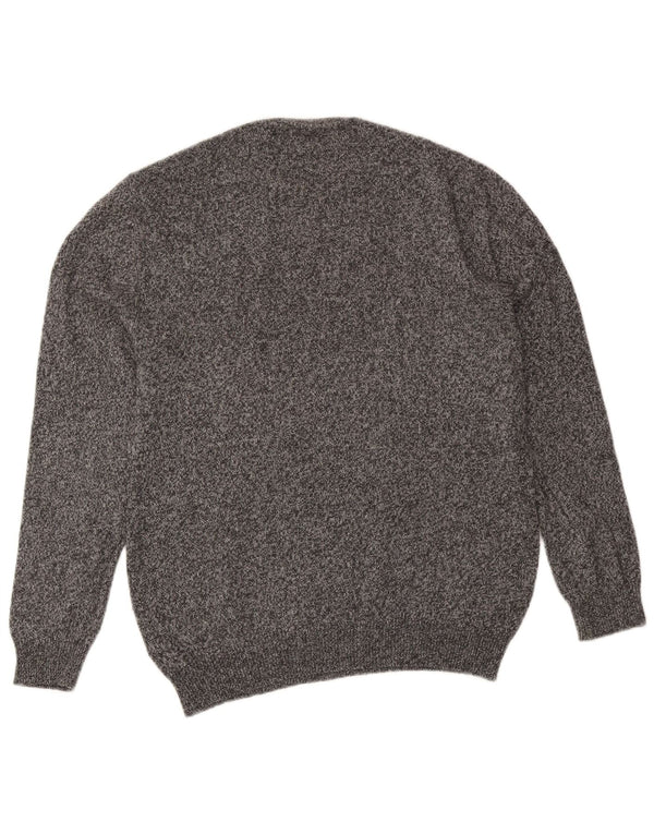 Maglione maglione girocollo da uomo Jack Wills, lana merino chiazzata grigia grande