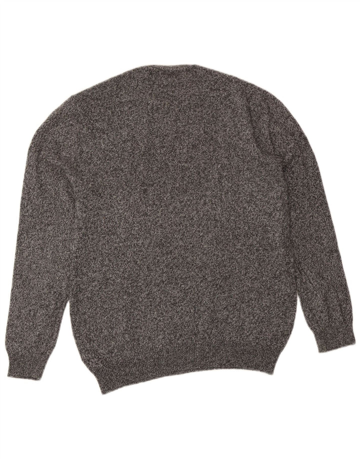 Maglione maglione girocollo da uomo Jack Wills, lana merino chiazzata grigia grande