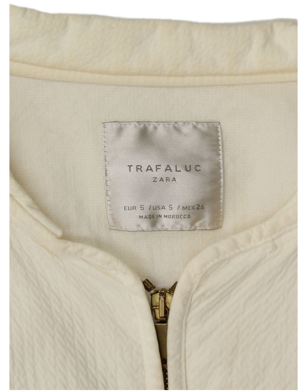 Giubbotto bomber oversize corto da donna ZARA UK 10 piccolo bianco sporco geometrico