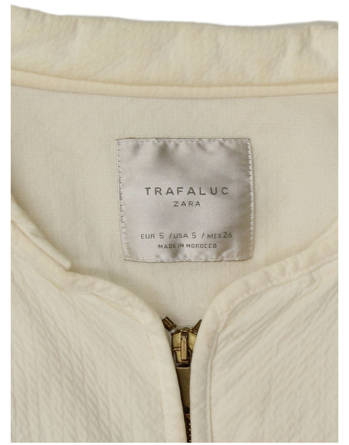 Giubbotto bomber oversize corto da donna ZARA UK 10 piccolo bianco sporco geometrico