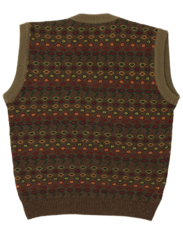 Nantucket Island Mens Vest Tank Top Large Khaki Fair Isle