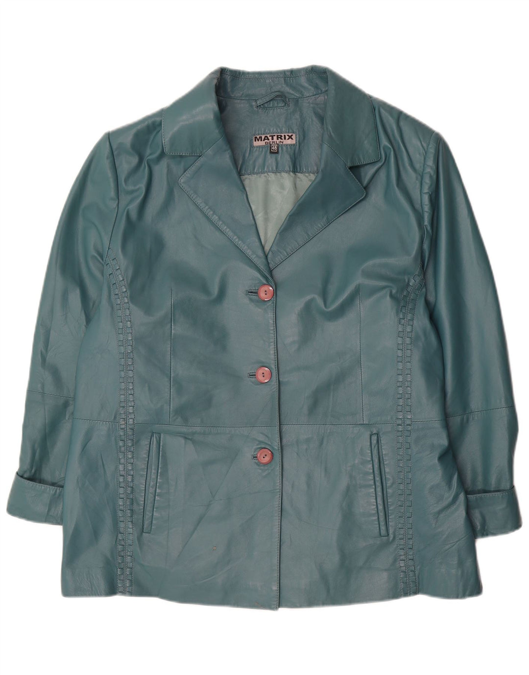 Giacca in pelle da donna vintage EU 48 2XL Pelle verde