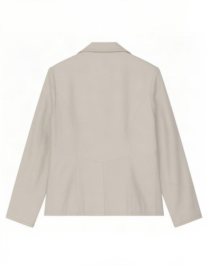 Giacca blazer in pelle vintage da donna a 2 bottoni IT 44 medio bianco