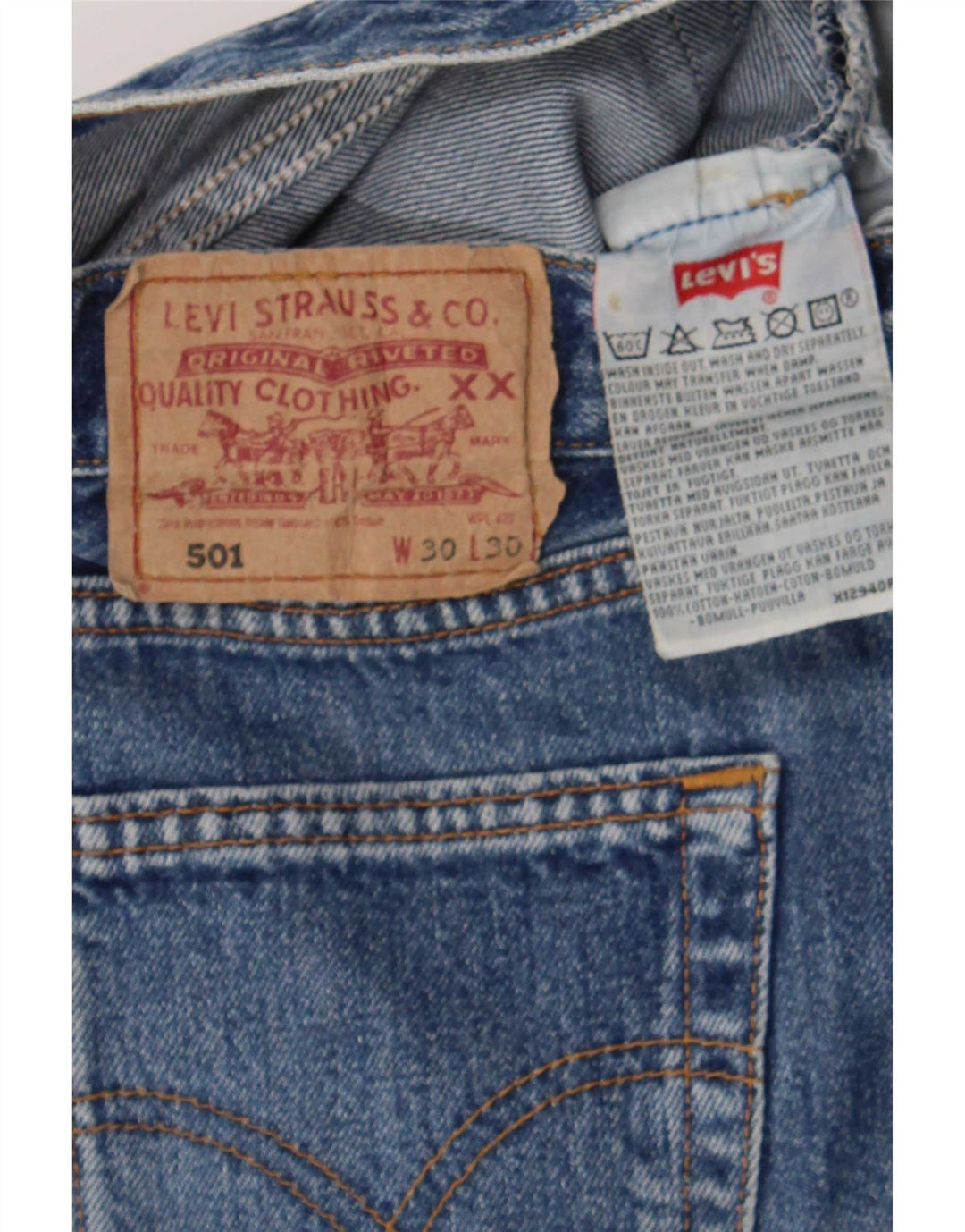 Pantaloncini di jeans Levi's 501 da donna W30 cotone blu medio