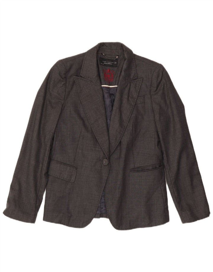 Giacca blazer a 1 bottone da donna Zara US 8 in lana grigio medio