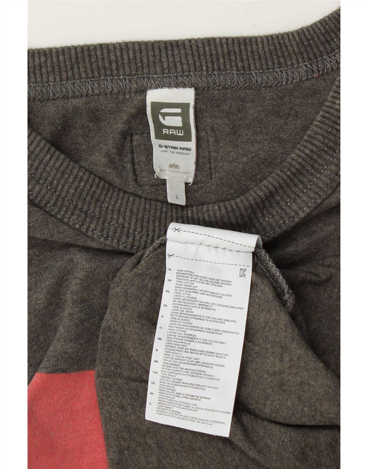 T-shirt grafica da uomo G-Star Raw Top grande in cotone grigio