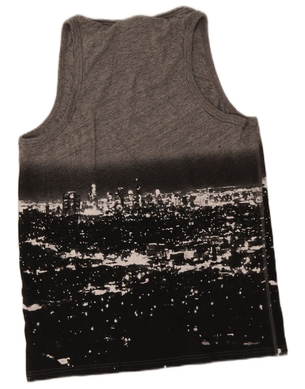 Canottiera grafica da uomo Superdry XL in cotone color block grigio